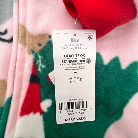 NWT 🥀 18 Month Baby Pink Christmas Onesie Sleeper - Picture 5 of 5